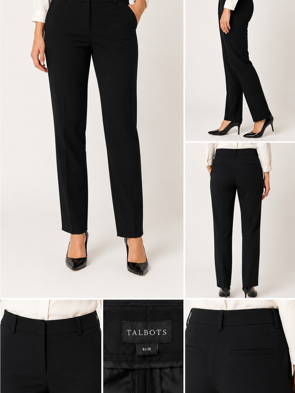 Talbots Black Dress Pants Size 6x30 Tailored Career Office Straight Leg Trousers